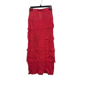 Christina Tiered Knit Womens Small Red skirt Linen-Cotton Blend Hand Wash